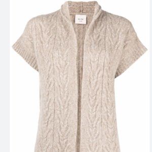 Alysi Soft Shortsleeved Cable-knit Cardigan, Beige, Size S